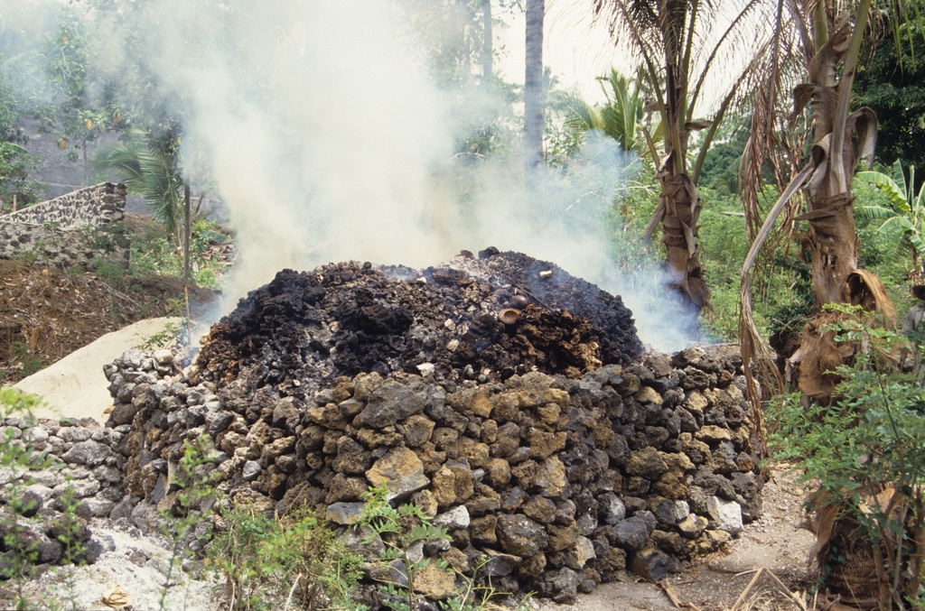 Coraux brulés pour produire de la chaux © Derek Keats