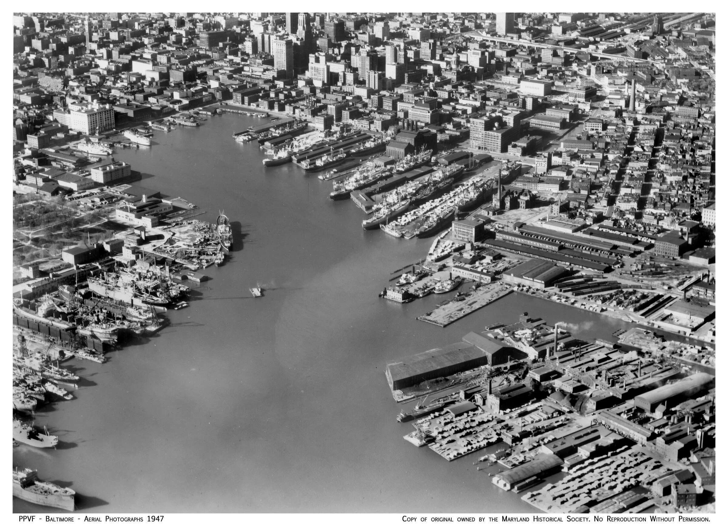 Vue aérienne du port de Baltimore, 1947 © Maryland Center for History and Culture