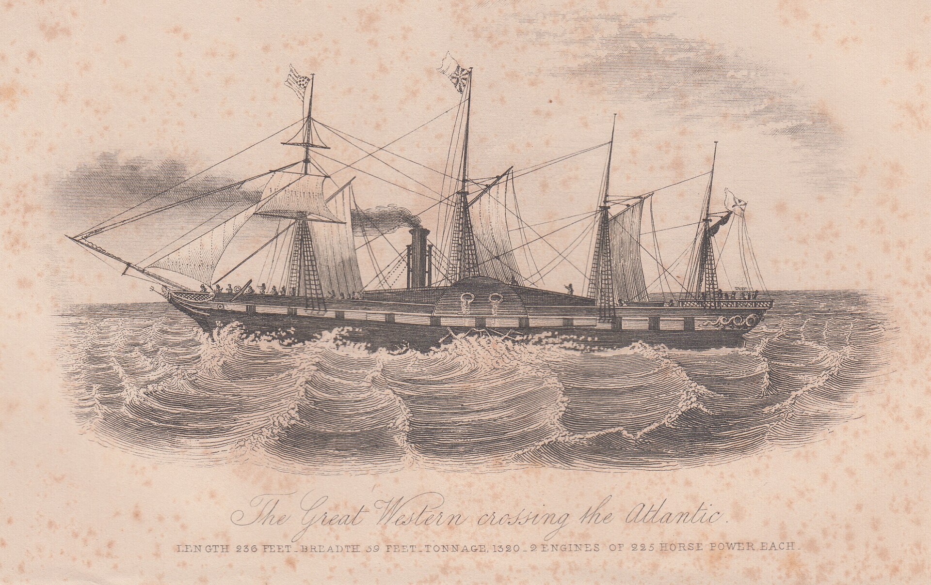 1838, le Great Western traverse l&rsquo;Atlantique en 15 jours © Domaine Public