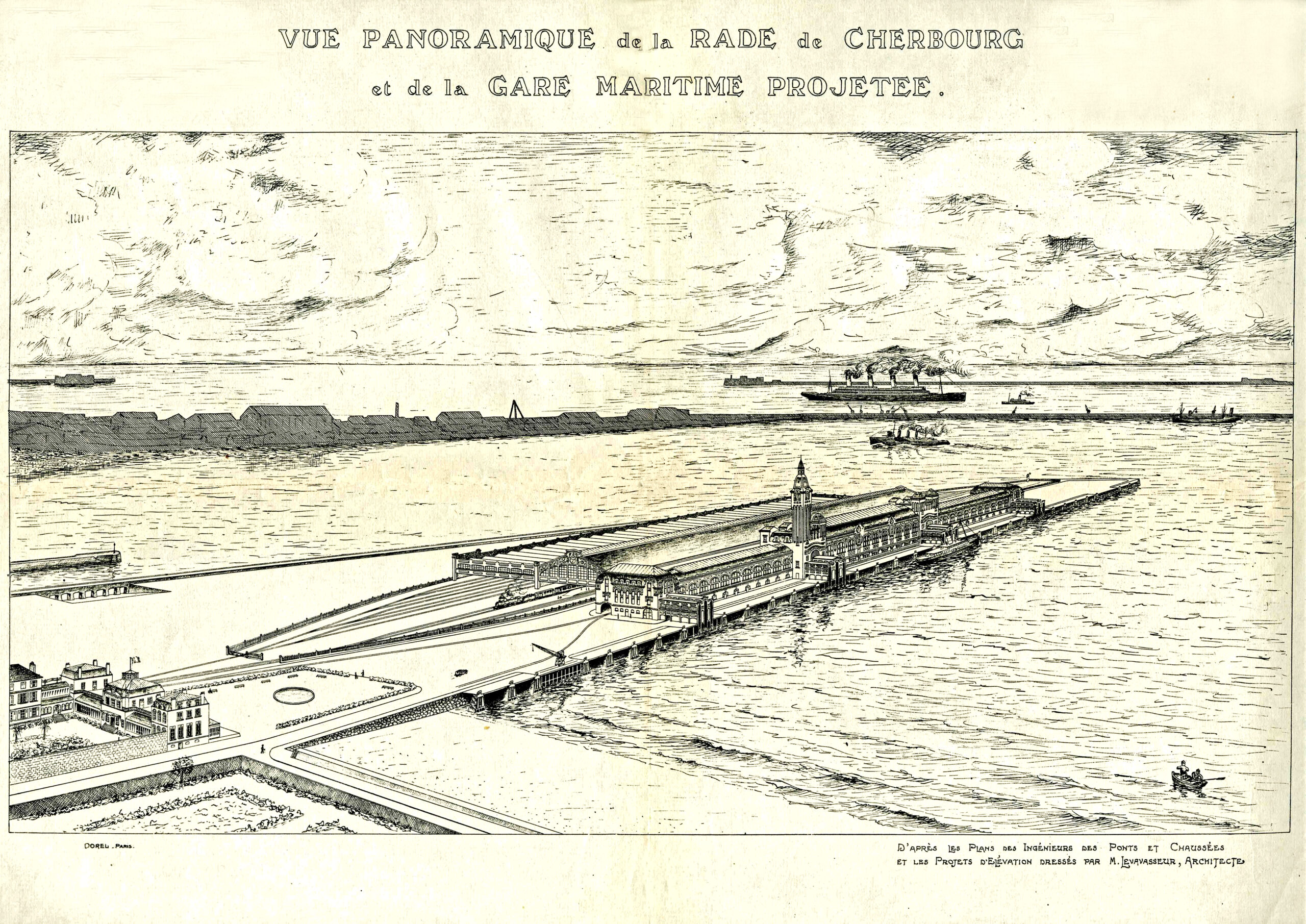 Projet initial de la nouvelle Gare Maritime Transtalantique vers 1923 © Collection CCI Ouest Normandie