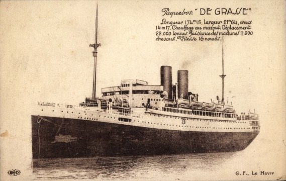 Carte postale du paquebot De Grasse