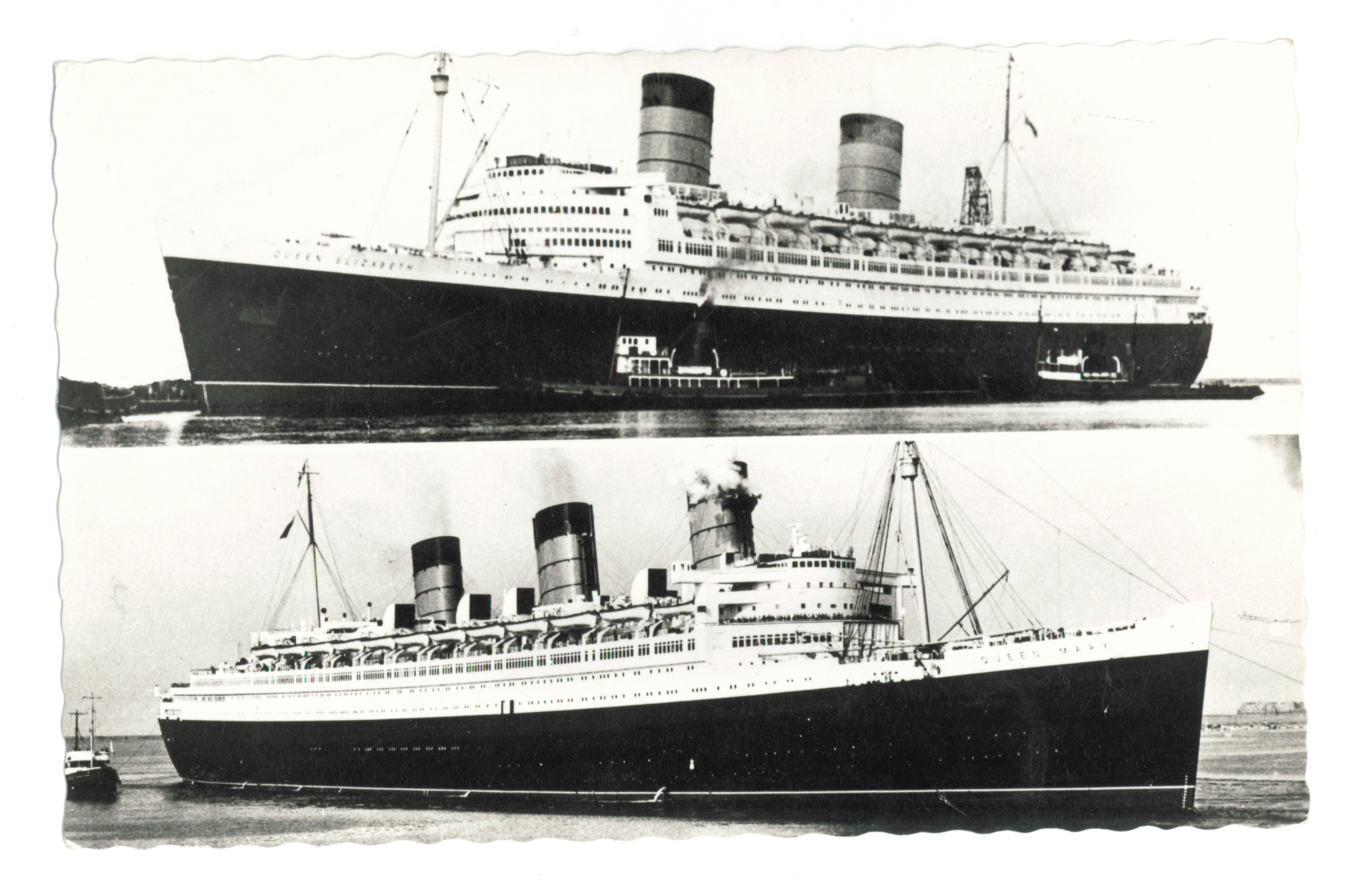 le Queen Mary et le Queen Elizabeth © La Cité de la Mer – Collection E.BARD
