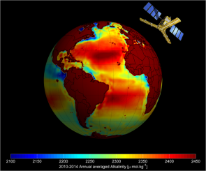 L'acidité des océans observée grâce au satellite SMOS (Soil Moisture and Ocean Salinity) de l’Agence Spatiale Européenne ©Ifremer / ESA / CNES